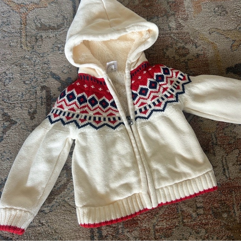 Hannah Andersson Gnom Hood Knit Cozy Cream Hoodie 3T